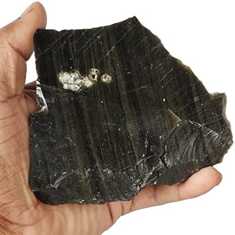 Gemhub Rocha natural Obsidiana preta áspera 1526,00 ct pedra preciosa solteira ou queda