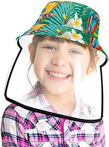 Chapéu de proteção para adultos com escudo facial, chapéu de pescador anti -sun tap, selva tropical folhas de palmeira