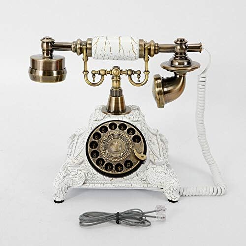 Telefone Retro antiquado telefonea fixo com sino de metal clássico, telefone com fio com alto -falante e função de redial