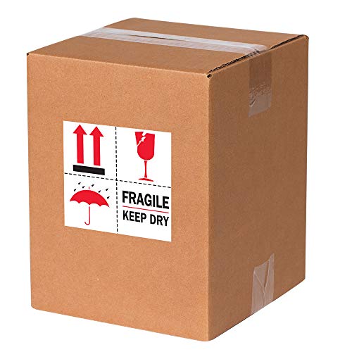 Aviditi Tape Logic 4 x 4, Fragil Keep Dry Red/White/Black Aviso adesivo, para envio, manuseio, embalagem e movimento