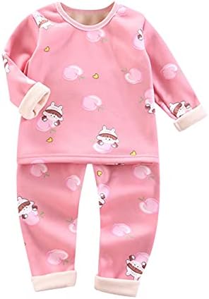 2pcs bebê criança meninas roupas de meninas define desenho animado quente de manga longa tops de pijamas macias roupas