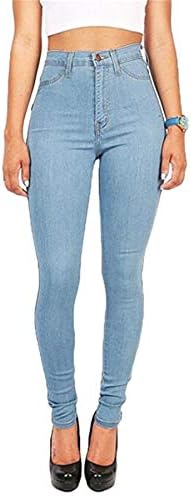 ANDONGNYWEWWWWWLERE Feminino Cantura alta jeans magra High Rise Slim Fiit calças jeans elásticas com bolsos com zíper