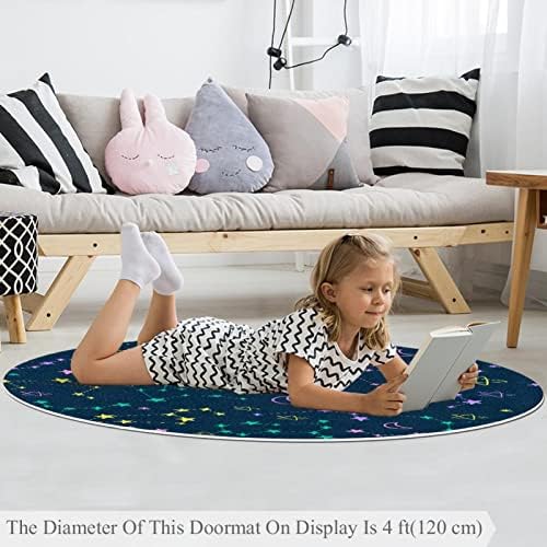 Llnsupply Kids Rug 4 pés grandes tapetes de área redonda para meninos meninos bebê - padrão colorido do zodíaco,