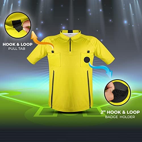 Camisa de árbitro de futebol Kamajsio para homens - Camisa de árbitro de futebol de árbitros de futebol de futebol leve e respirável