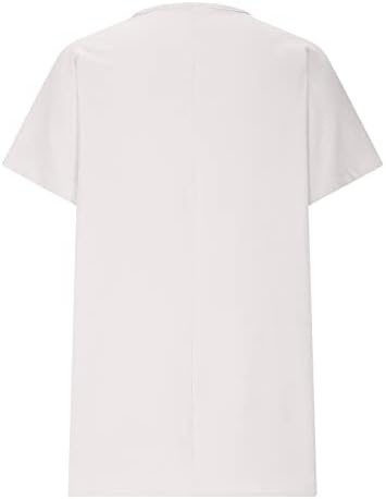 Tops de linho de algodão para mulheres casuais no verão de manga curta V camisetas de pescoço de moda t-shirt impressão