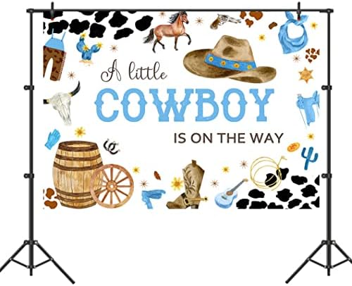 Pano de fundo do chá de bebê de cowboy para meninos Wild West Cow Rodeo Ranch Ranch chá de bebê fotografia decorações de fundo menino cowboy bolo bandeira 7x5ft