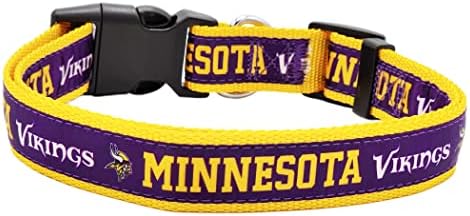 NFL Collar Pet Minnesota Vikings Cola de cachorro, grande colarinho de time de futebol para cães e gatos. Um colarinho de gato brilhante e colorido e colarinho de cachorro licenciado pela NFL