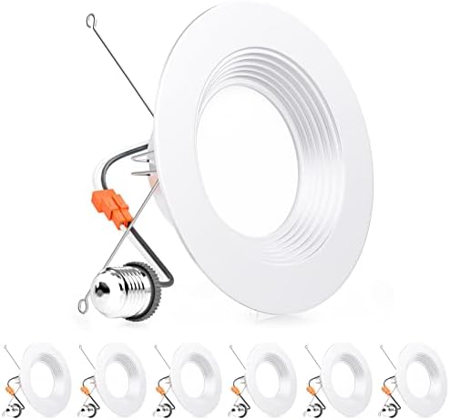 Ensenior 6 pacote de 5/6 polegadas LED pode iluminar a luz embutida, acabamento liso de metal, 3000k Warm White, Dimmable Downlight,