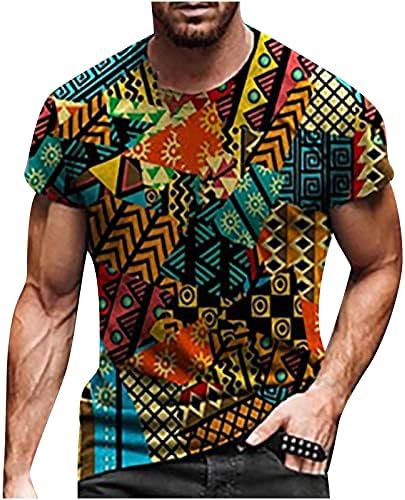 Camiseta imprimida camiseta de camiseta casual verão manga curta padrões geométricos T-shirt Funny Abstract Graphic Tops Streetwear