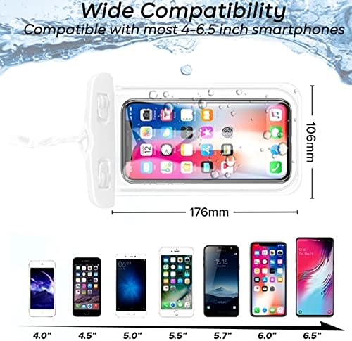 J.Maehome! Capa de bolsa de celular à prova d'água universal para iPhone 12 Pro Max 11 Pro Max XS max xr x 8 7 6s Plus SE, Galaxy S20 Ultra S20+ S10 Plus S10E /Nota 10+ 9, Pixel branco 4XL, J.Mae3223