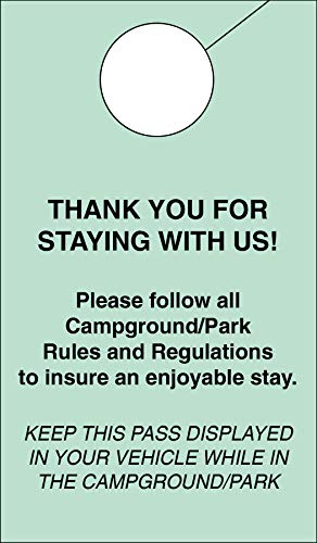 Visitante Passe de estacionamento Licença de retrovisor espelho pendurar etiqueta para acampamentos trailers de parques de parques