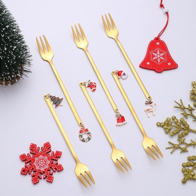Decorações de árvores de Natal e ornamentos de ano novo, ano novo 2023 colheres de Natal Metal Merry Christmas Spoons for Party