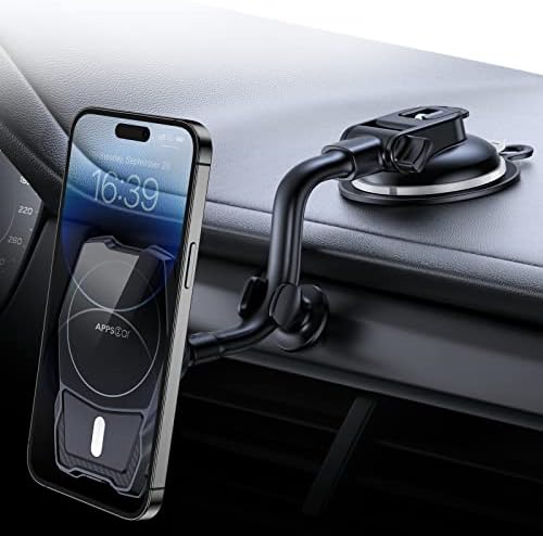 Apps2Car Fit for MagSafe Mount para o suporte para iPhone [17 ímãs N52] Phone para carro, sucção copo 8 polegadas de telefone magnético