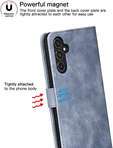 Eastcoo Flip Wallet Case para Samsung Galaxy A54 5G, [3 slots de cartas] [Função do suporte] Pu Caso de proteção à prova de choque de couro para Samsung Galaxy A54 5G, GreyBlue