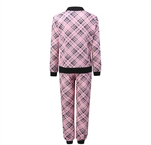 Testes de designer feminino 2023, calça xadrez de inverno de primavera Definir roupas casuais de duas peças de traje esportivo elegante