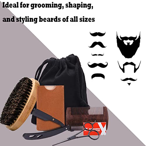 Kit de barbear e preparação para homens, Danweix Beard Kit Brush pente de pente de pente com saco de armazenamento Brush de