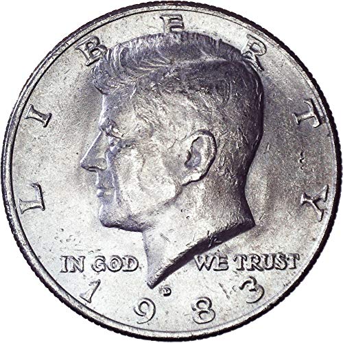 1983 D Kennedy Meio dólar 50c sobre não circulado
