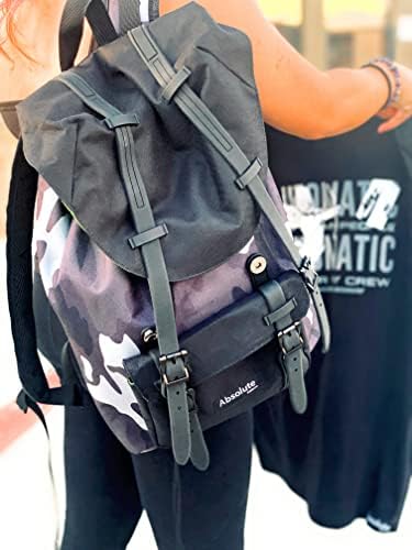 Mochila de viagem de laptop de camuflagem elegante para homens e mulheres - espaçosa 18x13 com cordão, 2 fivelas magnéticas, bolso