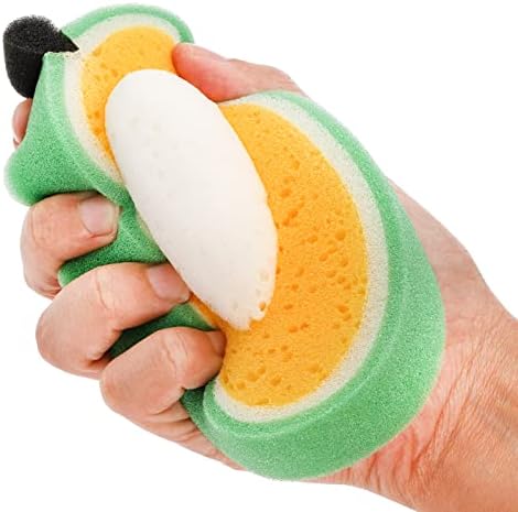 Elsjoy 8 pacote 4 estilos esponjas de banho, esponjas de banho em forma de frutas Limpeza de prato fofo lavador de pratos,