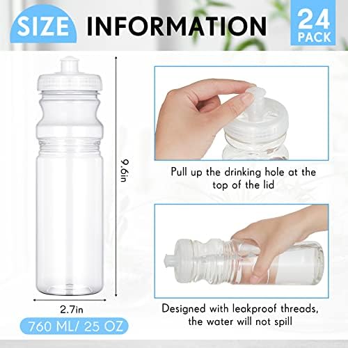 24 Pack 25 oz Oz Garrafas de água em branco Garrafas de água Plástico garrafas de água reutilizáveis, puxe bico de bebida