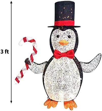 Joiedomi 3 ft 3d Cotton Penguin Light Light Light para decorações de jardim de Natal ao ar livre, decoração de eventos de