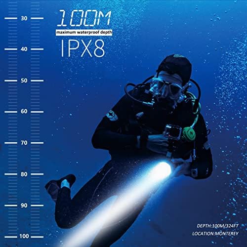 Luz de mergulho para fotografia subaquática, 10000 lúmens lanterna super brilhante, luz de vídeo subaquática à prova d'água com carregamento tipo C, profissional para iluminação subaquática