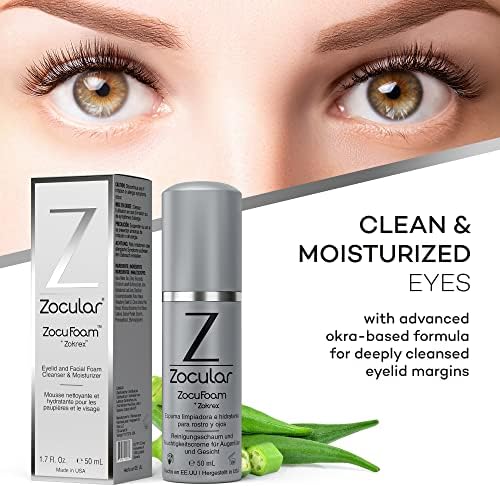 Limpador de pálpebras zocular Zocufoam + Zocufill Elixir Eye Gel and Face Serum Bundle