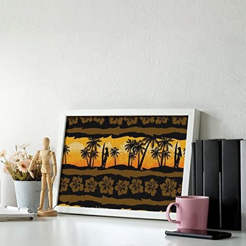 Tropical Frangipani com palmeiras kits de pintura de diamante nascer do sol 5d DIY Full Brill Rhinestone Arts Decoração de parede para adultos 8 x12