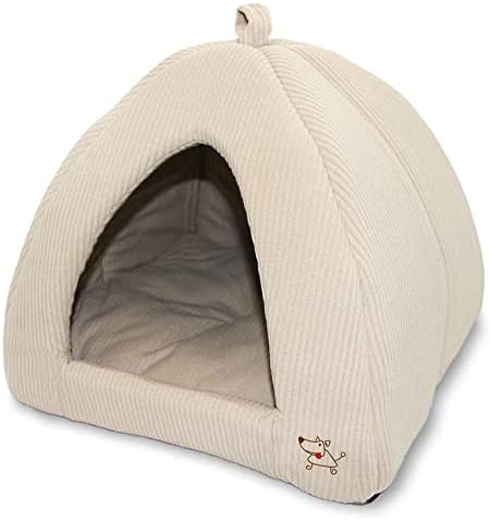 Cama de pet tenda para cães e gatos de Melhor suprimentos para animais de estimação - Corduroy Beige, 19 x 19 x H: 19