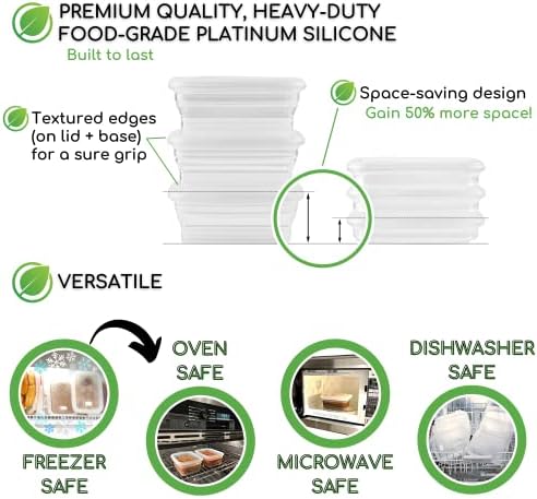 Recipiente premium de armazenamento de alimentos de silicone premium com tampa à prova de vazamentos de silicone, qualidade alimentar