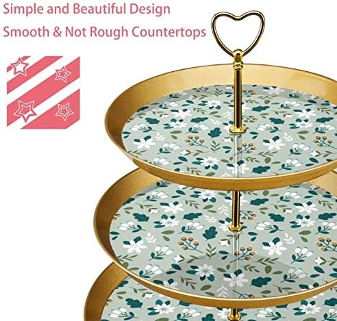 3 Placa de fruta de cupcake de 3 camadas de sobremesa Plástico para servir suporte para casamento para casamento de aniversário de chá de bebê decorações de festa de chá redonda, colorido Ditsy floral_layout