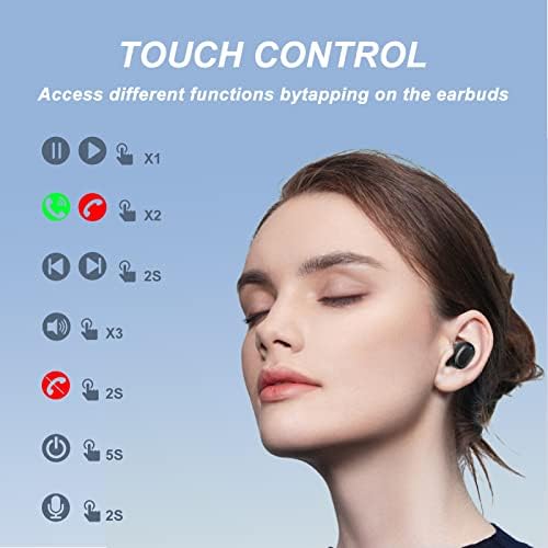 Lcydz sem fio fones de ouvido Bluetooth, 5.2 fones de ouvido, ruído cancelando os fones de ouvido som estéreo, baixo profundo