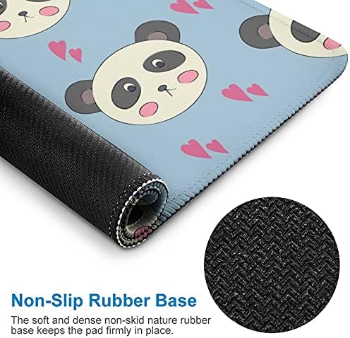 Pandas e Hearts Mouse Pad Gaming Mousepad Tapete de borracha com desenhos e borda costurada