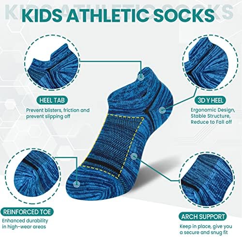 Meias para meninos infantis meias de tornozelo de baixo corte de algodão esportivo de algodão para meninos 6 pares