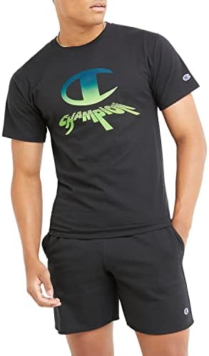Camiseta masculina de campeão, camiseta de algodão masculina, camiseta masculina de peso médio, camiseta de moda