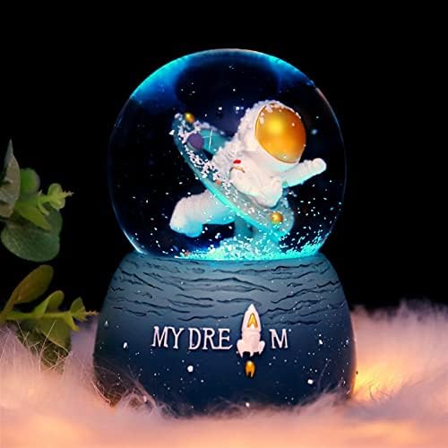 Globos de neve para crianças Espaço astronauta Crystal Ball Box decoração de música para estudante caixa de música