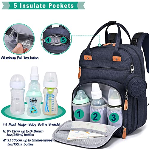 Mochila da bolsa de fraldas, sacos de bebê grandes de Selfa com troca de bolsos, bolsos isolados e suporte de chupeta para