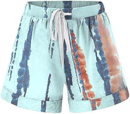 Shorts de cordão confortável feminino shorts de algodão elástico de verão curto de algodão de algodão curto com bolsos roupas de moda 2023