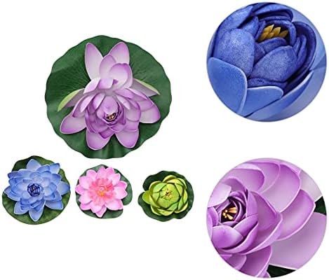 Happyyami Plantas artificiais 4pcs Flor de espuma flutuante artificial com água Lily Pad água flutuante decoração