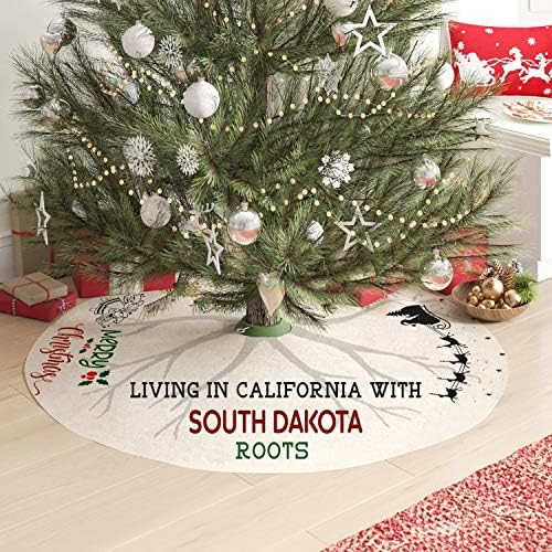 Mãe e eu saia de árvore de Natal 44 polegadas - Decoração de Natal de longa distância, morando na Califórnia com raízes de Dakota do Sul - saia rústica para decoração de festa de férias de natal