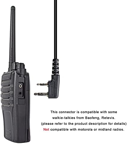 Walkie talkie fone de ouvido para baofeng uv-5r bf-f8hp uv-82 bf-888s retevis h-777 rt22 rt21 rt68, fone de ouvido de vigilância com microfone e tubo acústico secreto compatível com kenwood de rádio, pacote de 2