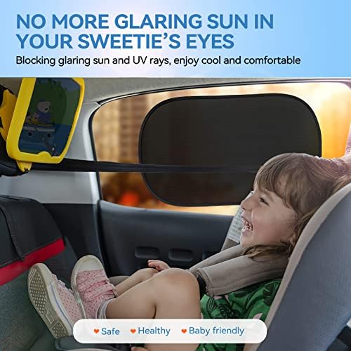 Sombra da janela do carro 4pcs 21 x14 tom de sol para proteção de janela lateral infantil infantil de sol, raios UV, sola lateral para o calor