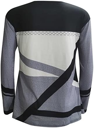 Badhub Color Block Tunic Tops for Women Crewneck Sleeve Spring Spring outono Camisas de camiseta solta casual Blushs