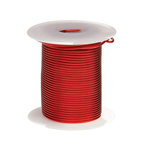Fio de ímã, fios de cobre esmaltados pesados, 17 awg, 2 oz, 20 'de comprimento, 0,0482 de diâmetro, vermelho