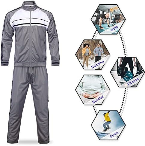 MEGUB Men's Activewear 2 Peças Conjunto de trajes completos de zíper de corrida e conjunto de trajes com capuz atlético