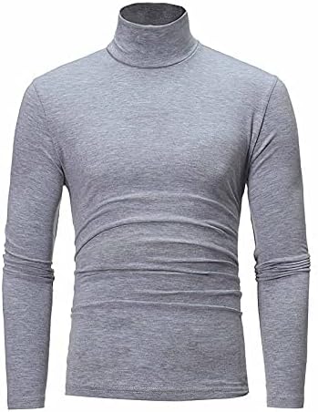 Turtleneck masculino Top Slim Fit Solid Base Solid Sweater Casual Manga longa Underwear Tops masculino Camiseta de