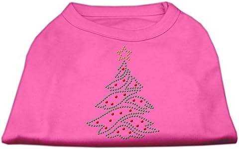 Mirage Pet Christmas Tree Rhinestone Camisa de cachorro rosa brilhante Polycotton Small