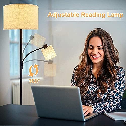 Luminos de piso em pé para leitura, lâmpada de vara moderna para casa contemporânea com luz lateral ajustável, iluminação