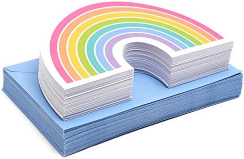 Cartões de convite de arco-íris cortados com envelopes