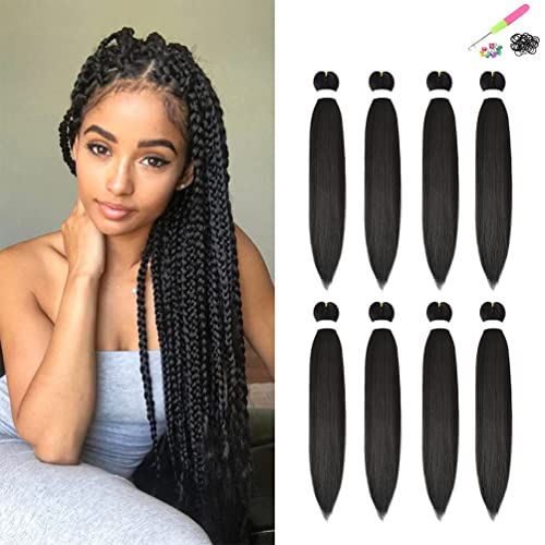 8 pacotes de cabelos de trança de pregos para mulheres negras - 26 Professional Easy Braid Braid Kanekalon Braiding Hair, coceira de água quente grátis